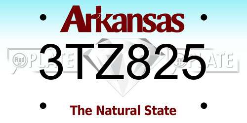 3TZ825 Arkansas License Plate