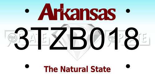 3TZB018 Arkansas License Plate