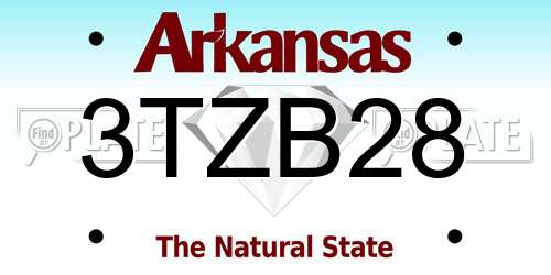 3TZB28 Arkansas License Plate
