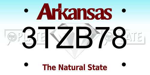 3TZB78 Arkansas License Plate