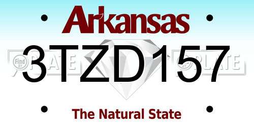 3TZD157 Arkansas License Plate