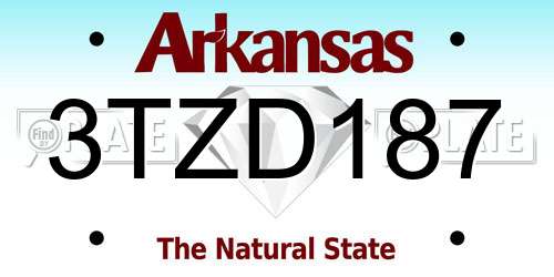 3TZD187 Arkansas License Plate
