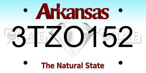 3TZO152 Arkansas License Plate