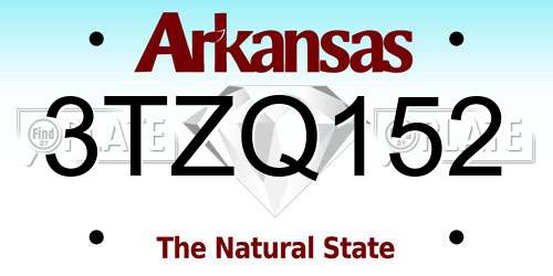 3TZQ152 Arkansas License Plate