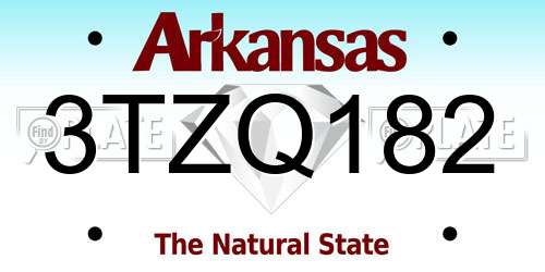 3TZQ182 Arkansas License Plate