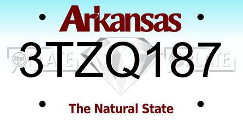 3TZQ187 Arkansas License Plate