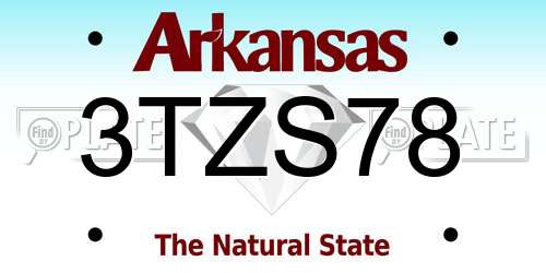 3TZS78 Arkansas License Plate