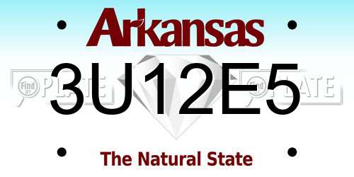 3U12E5 Arkansas License Plate