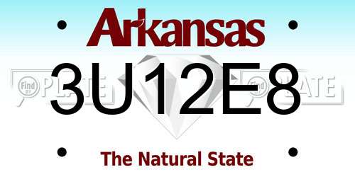 3U12E8 Arkansas License Plate