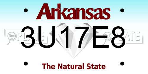 3U17E8 Arkansas License Plate
