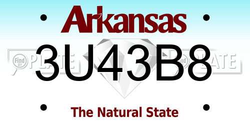 3U43B8 Arkansas License Plate