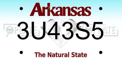 3U43S5 Arkansas License Plate