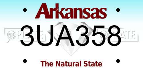 3UA358 Arkansas License Plate