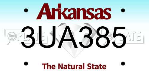 3UA385 Arkansas License Plate