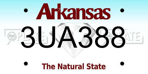 3UA388 Arkansas License Plate
