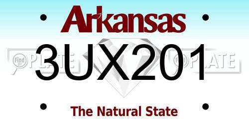 3UX201 Arkansas License Plate
