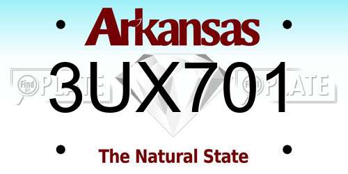 3UX701 Arkansas License Plate