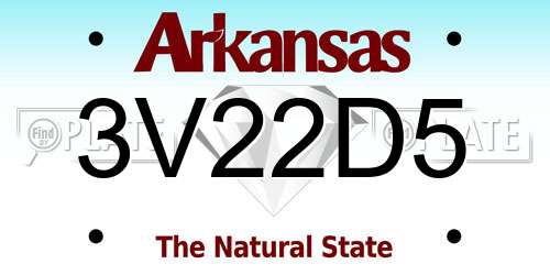 3V22D5 Arkansas License Plate