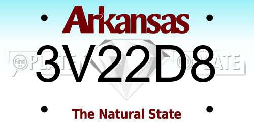 3V22D8 Arkansas License Plate
