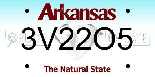 3V22O5 Arkansas License Plate