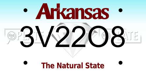 3V22O8 Arkansas License Plate