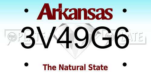 3V49G6 Arkansas License Plate