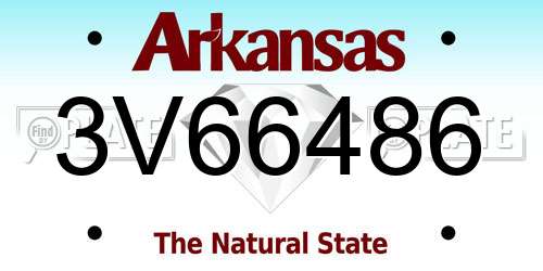 3V66486 Arkansas License Plate