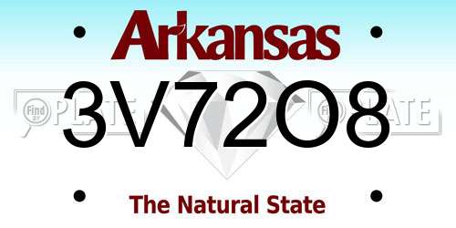 3V72O8 Arkansas License Plate