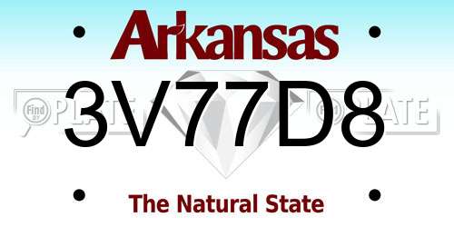 3V77D8 Arkansas License Plate