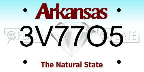 3V77O5 Arkansas License Plate