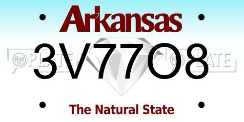 3V77O8 Arkansas License Plate