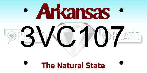 3VC107 Arkansas License Plate