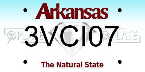3VCI07 Arkansas License Plate