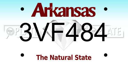 3VF484 Arkansas License Plate