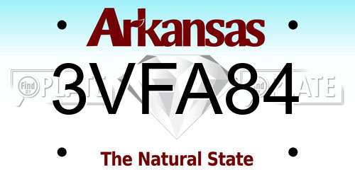 3VFA84 Arkansas License Plate