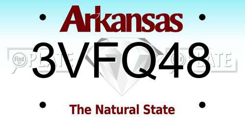 3VFQ48 Arkansas License Plate