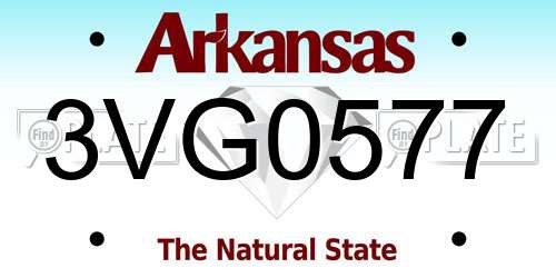 3VG0577 Arkansas License Plate