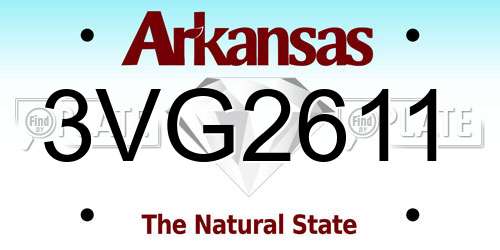 3VG2611 Arkansas License Plate
