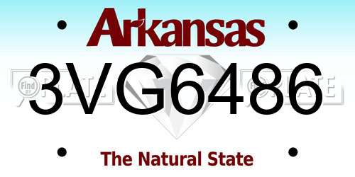 3VG6486 Arkansas License Plate