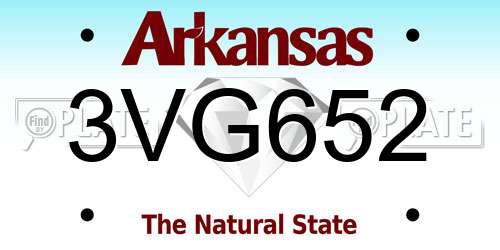 3VG652 Arkansas License Plate
