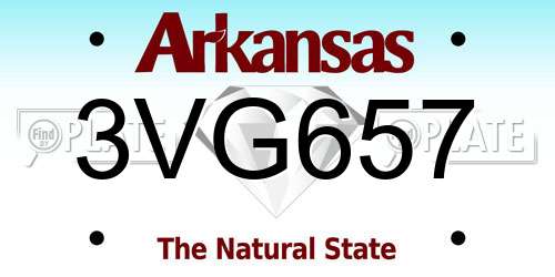3VG657 Arkansas License Plate