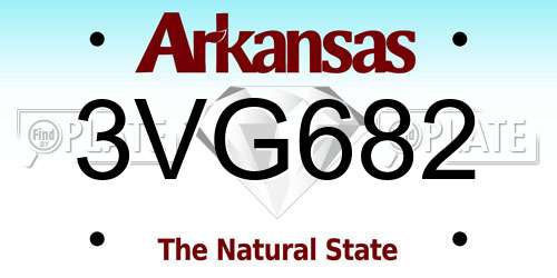 3VG682 Arkansas License Plate