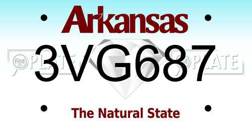 3VG687 Arkansas License Plate
