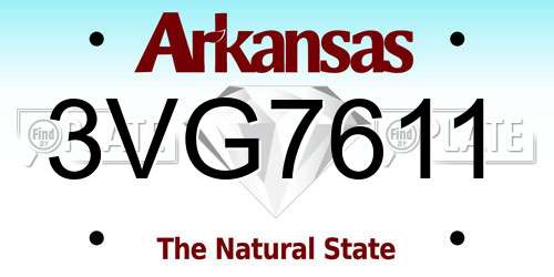 3VG7611 Arkansas License Plate