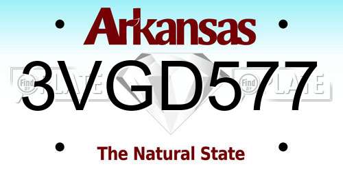 3VGD577 Arkansas License Plate