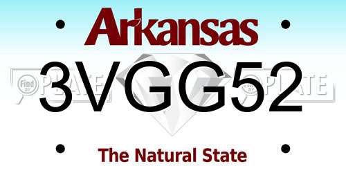 3VGG52 Arkansas License Plate