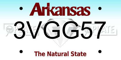 3VGG57 Arkansas License Plate