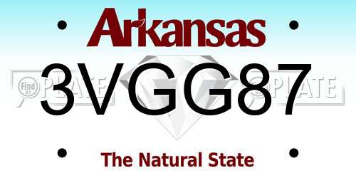 3VGG87 Arkansas License Plate