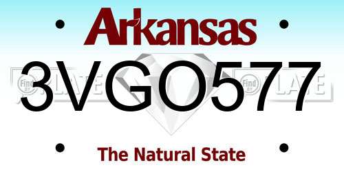 3VGO577 Arkansas License Plate