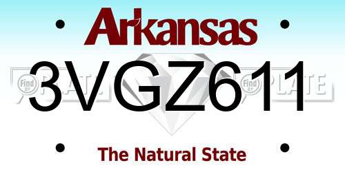 3VGZ611 Arkansas License Plate